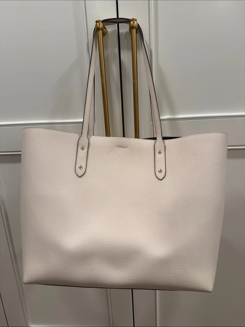 COACH Pebbled Leather Tote in off white with Gold Hardware